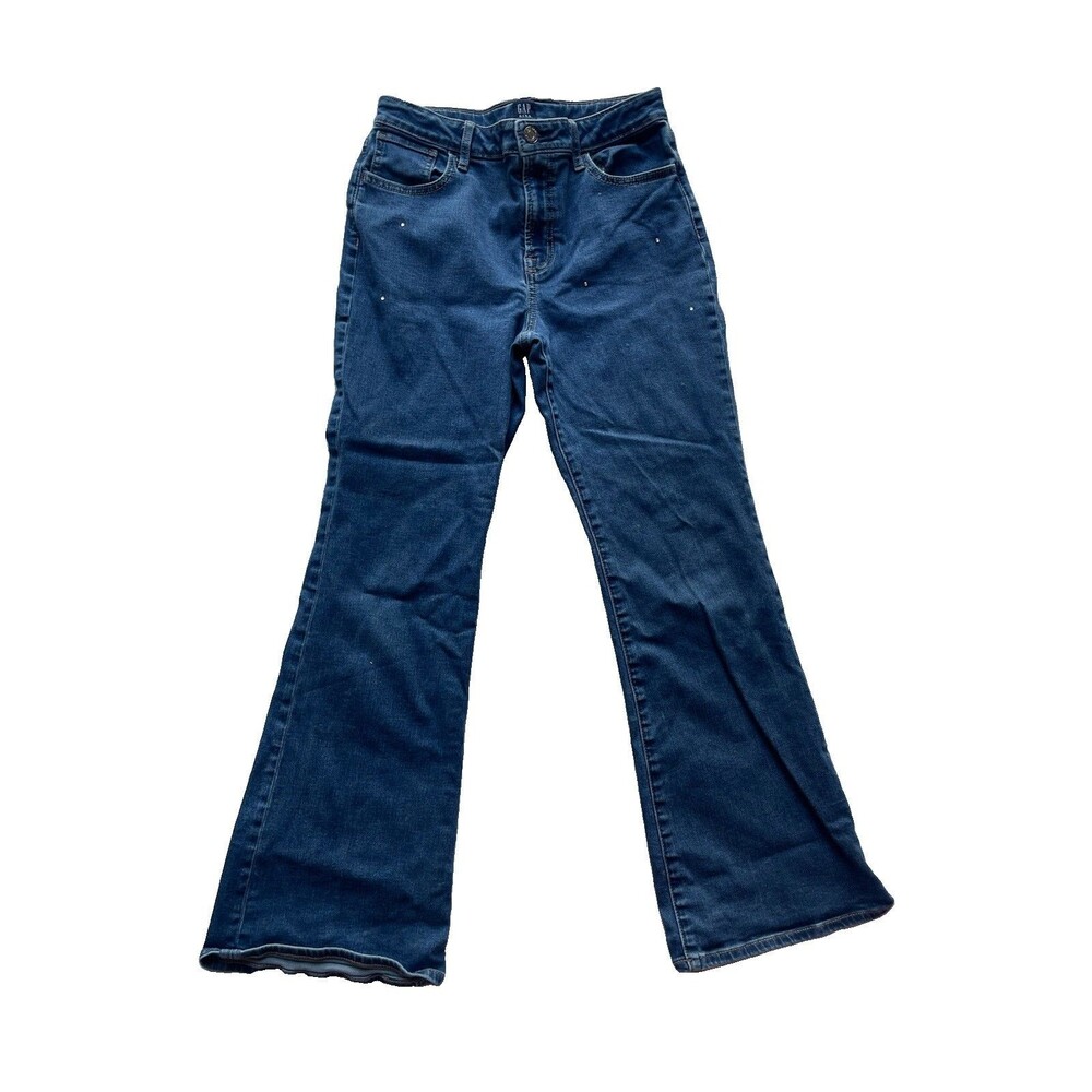 Gap Kids Girls’ High Rise Rhinestone ’70s Flare Jeans – Size 12 Plus Blue